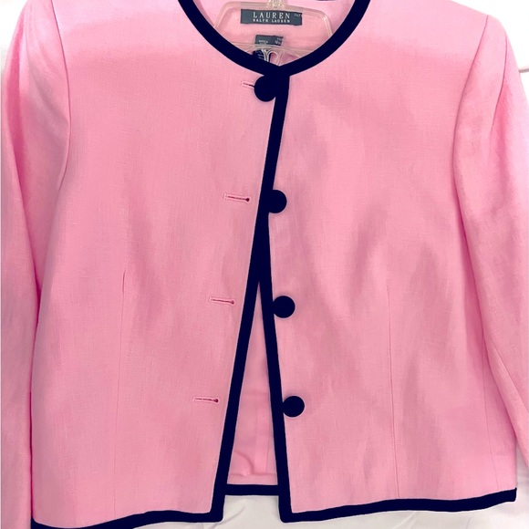 Stunning Pink & Black Ralph Lauren Jacket, Size 10, 100% Linen-Lined, Excel Cond - Picture 12 of 14